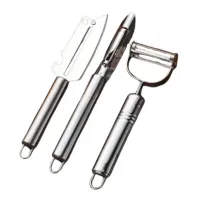 Kit 3 Descascadores Inox Legumes E Amolador Faca Afiador Profissional com cabo 3 EM 1 - Foto 6