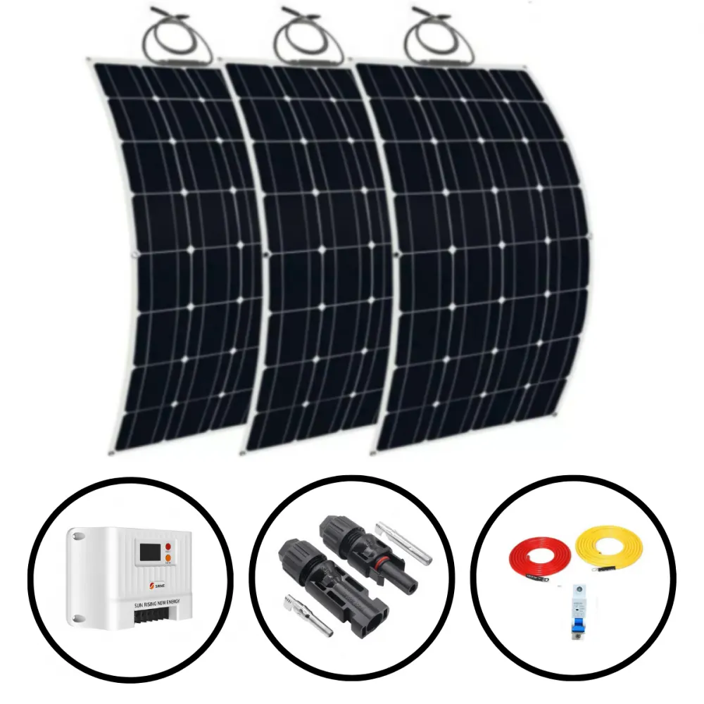 Kit Painel Placa Solar Flexível 360w ( 3x 120w ) Controlador mppt Completo  Imagem