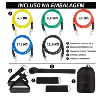Kit 11 Elastico Extensor Treino Funcional Academia Em Casa Ginastica Mais 5 Mini Bands Faixas Funcional Exercícios Fitness - Foto 4