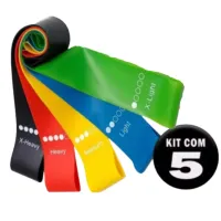 Kit 11 Elastico Extensor Treino Funcional Academia Em Casa Ginastica Mais 5 Mini Bands Faixas Funcional Exercícios Fitness - Foto 7