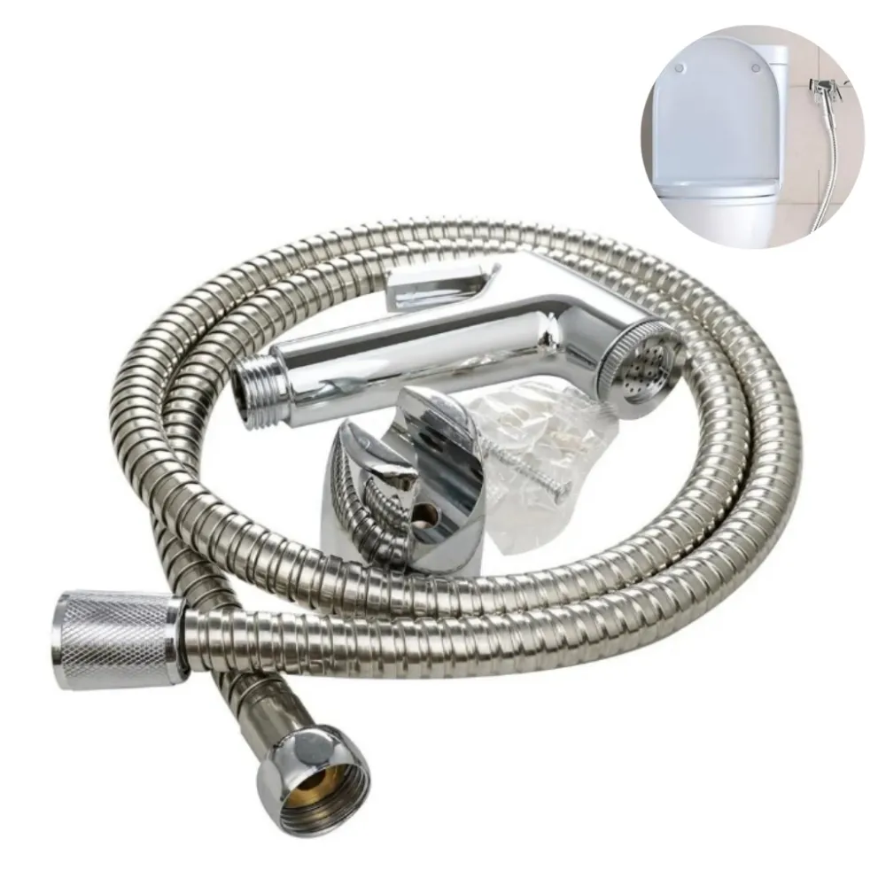 Ducha Higiênica Para Banheiro Completa Luxo Metal Inox núcleo da válvula de cobre 1,2m Chuveirinho Privada