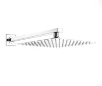 Ducha Quadrada Cromada Em Inox 20x20 Braço 38 Cm Parede