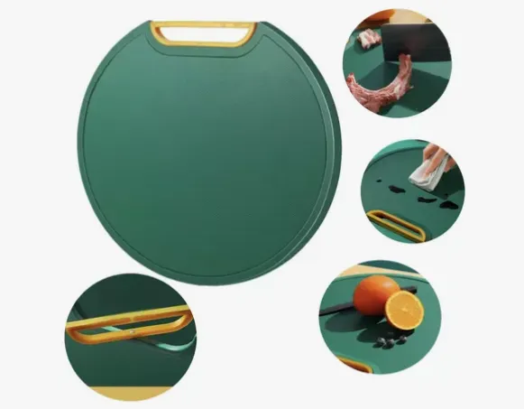 Tábua Cozinha de Corte Antiderrapante Anti-mofo Redonda 34x32cm Suporte Corte carne legumes e frutas