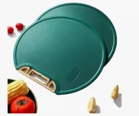 Tábua Cozinha de Corte Antiderrapante Anti-mofo Redonda 34x32cm Suporte Corte carne legumes e frutas - Foto 2