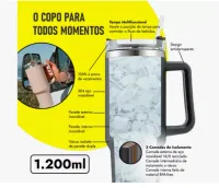 Copo Térmico Inóx Com Alça Canudo 1.2litros Blogueira - Foto 3