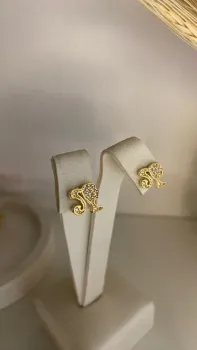 Brinco Infantil Barbie Cravejado - Banhado Ouro 18k