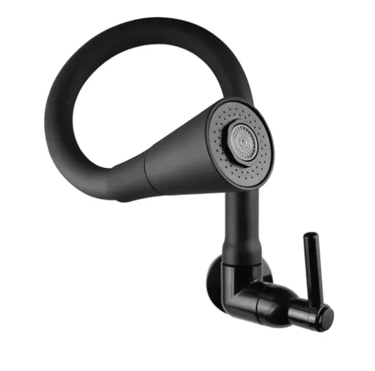 Torneira Gourmet Parede Cozinha Pia Dois Jatos Preta Abs Imagem