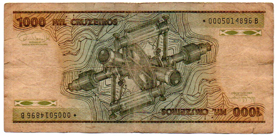C164a - *Asterisco - 1000 Cruzeiros - Cédula de Reposição - Barão do Rio Branco - Série *0005 - Data: 1985 - BC
