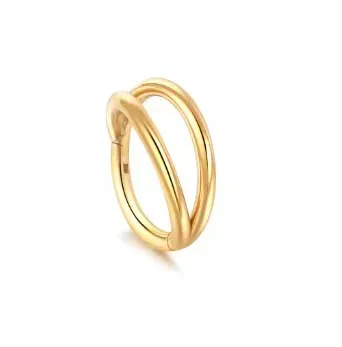 Argola em TITÂNIO PVD DOURADO DUPLA RING Clicker  TIT12