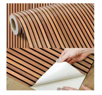 Papel De Parede Ripado Claro Imita Madeira Freijó 5m X 0,45