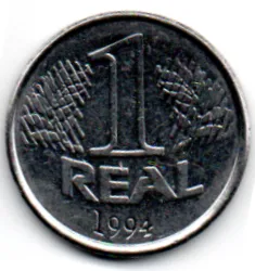 1994 - 1 Real - Inox - Moeda Brasil - Estado de Conservação: MBC/Sob Imagem