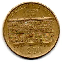 Itália - 1990 - 200 Lire - Comemorativa - Consiglio Di Stato IV Sezione