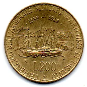 Itália - 1989 - 200 Lire - Comemorativa - Centenario Dell