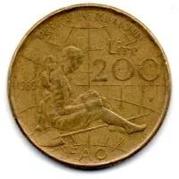 Itália - 1980 - 200 Lire - Comemorativa - FAO