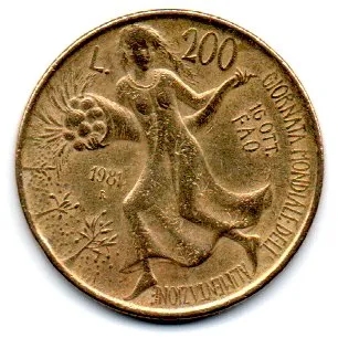 Itália - 1981 - 200 Lire - Comemorativa - FAO