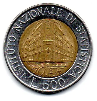 Itália - 1996 - 500 Lire - Comemorativa - Istituto Nazionale Di Statistica