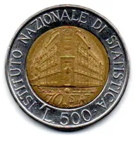 Itália - 1996 - 500 Lire - Comemorativa - Istituto Nazionale Di Statistica