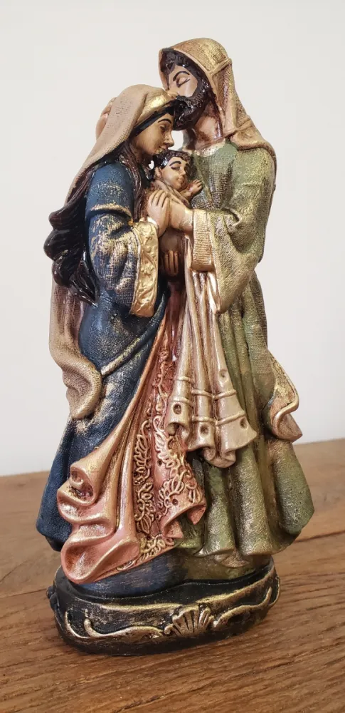  Linda Imagem de Sagrada Familia Ternura 20 cm em Gesso Premium