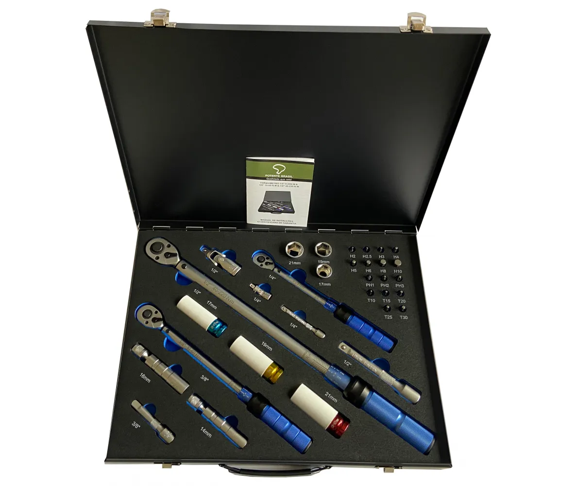 Kit Torquímetro Estalo e Acessórios Potente Brasil 01.47.TORQ32