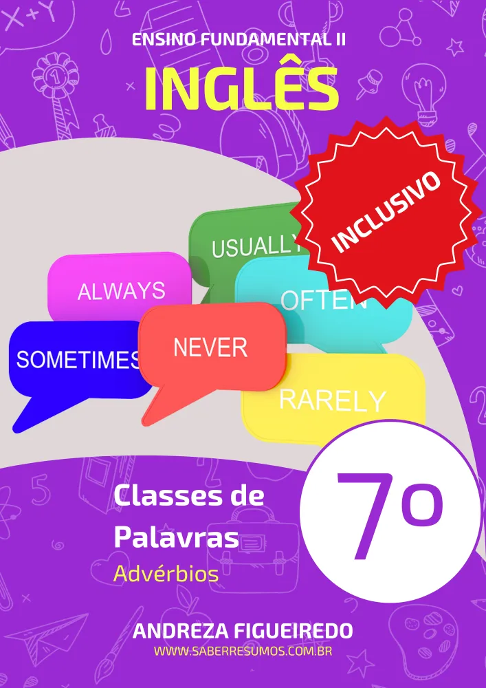 803 - Inglês - Aprendizado Inclusivo - Classes de Palavras - Advérbios - 7º ano - PDF com 13 páginas Imagem