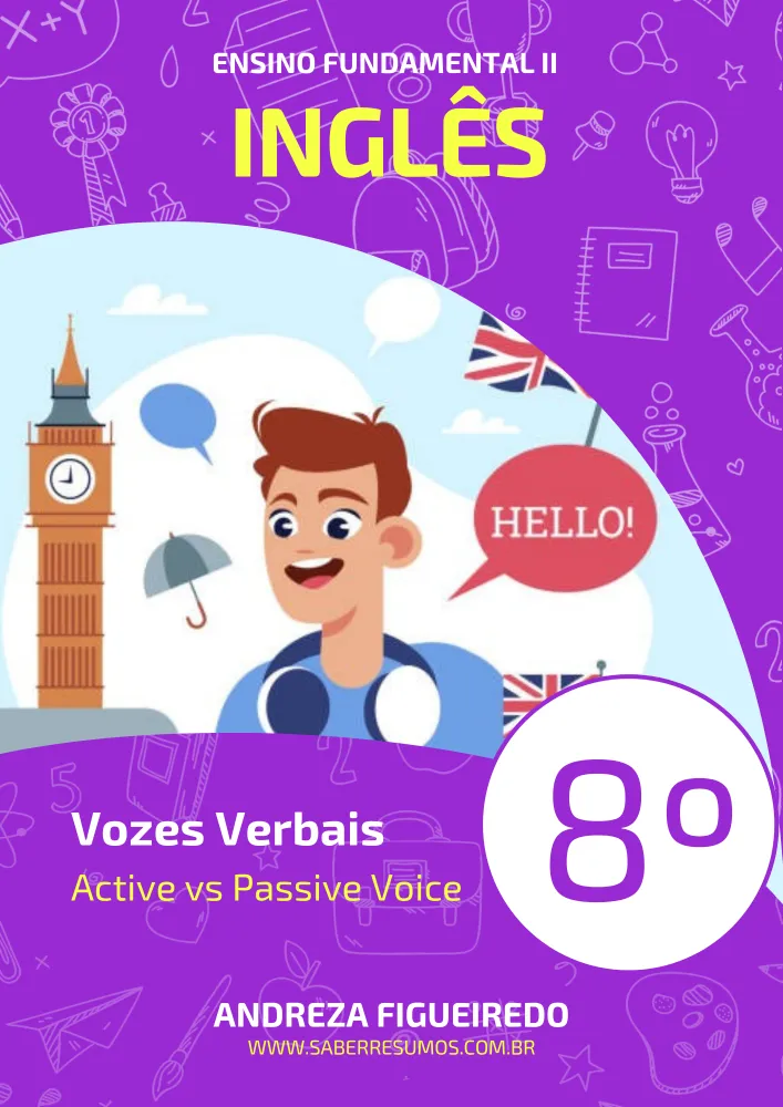 815 - Inglês - Vozes Verbais - Active vs Passive Voice -  8º ano - PDF com 12 páginas