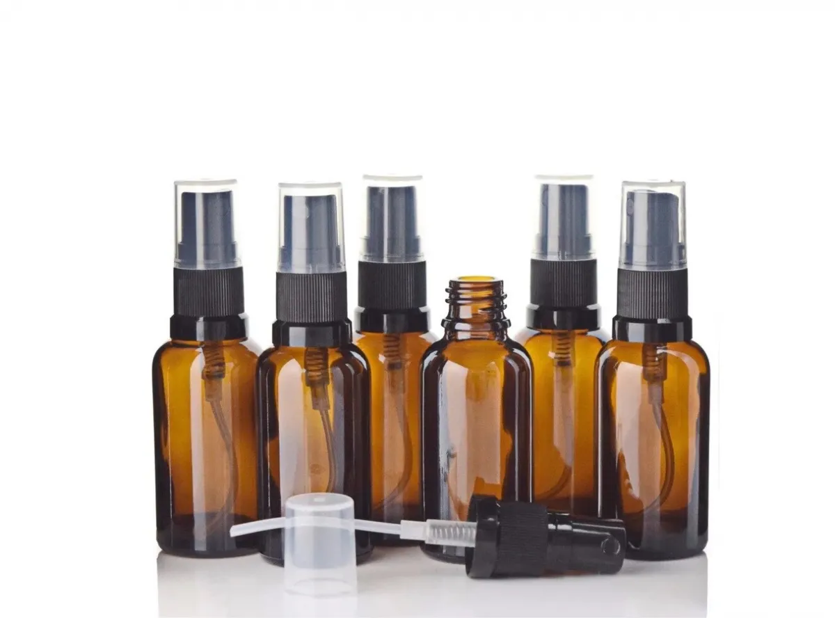 Frasco Vidro Ambar 30ML Spray com Válvula Spray Borrifador Aromaterapia óleos essencias
