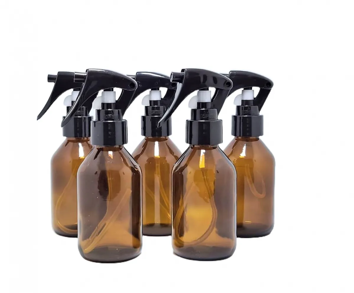 Frasco de Vidro Âmbar Spray Gatilho 100ML (10 Unidades) + BRINDE