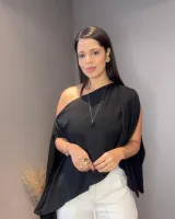 BLUSA CAPA -  CREPONADA PRETA - Foto 2