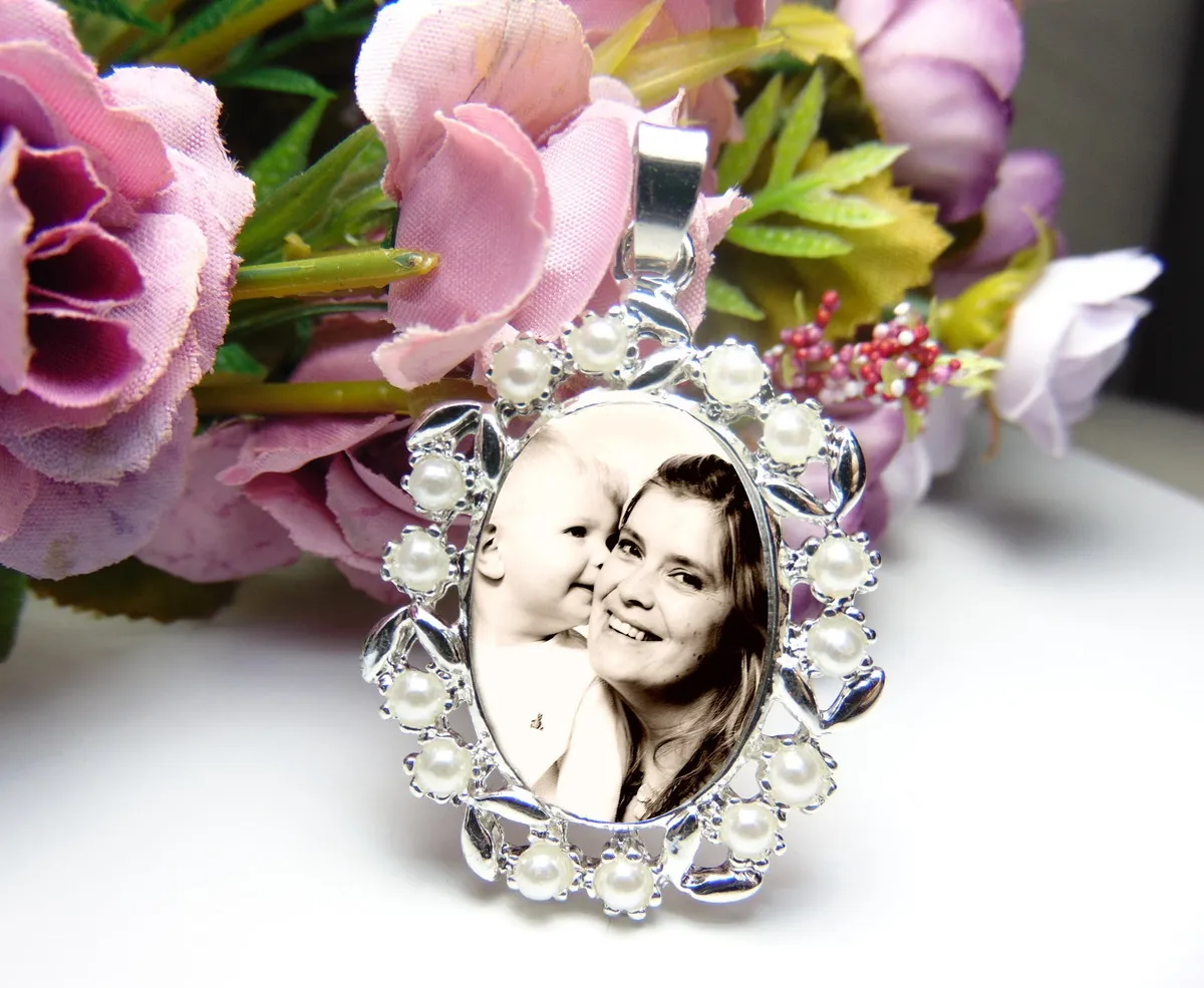 Pingente Relicário Para Buque de Noiva Personalizado com foto Colocada1