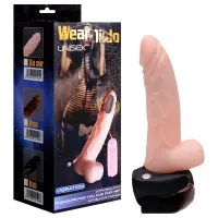 CAPA PENIANA BEGE CLARO COM CINTA E VIBRO 17,5 X 4,0CM - VIPMIX.                                                          LIBYSEXSHOP