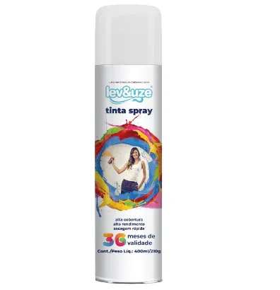 TINTA SPRAY USO GERAL 400ML BRANCO BRILHANTE - LEVEUZE