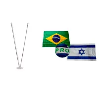 Mastro De Bandeira De Piso 2 Band Bordada Usa + Israel