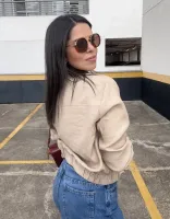 JAQUETA BOMBER CHIC COM BOLSOS - BEGE P - Foto 2