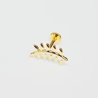 Labret em Titânio PVD DOURADO 1.2mm RAMO 11 Petalas - TIT22 - Foto 4