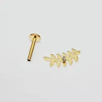 Labret em Titânio PVD DOURADO 1.2mm RAMO 11 Petalas - TIT22 - Foto 2