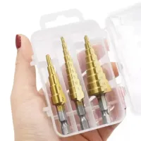 Broca Escalonada 3 Peças Hss Step Drill Bit Set Cone Hole - Foto 2