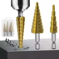Broca Escalonada 3 Peças Hss Step Drill Bit Set Cone Hole - Foto 4