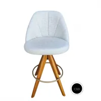 Banqueta Giratória Modelo Redondo, Material Linho Natural, Altura Padrão 73 cm do chão ao assento - Foto 7