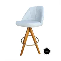 Banqueta Giratória Modelo Redondo, Material Linho Natural, Altura Padrão 73 cm do chão ao assento - Foto 11
