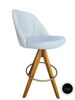 Banqueta Giratória Modelo Redondo, Material Linho Natural, Altura Padrão 73 cm do chão ao assento - Foto 12