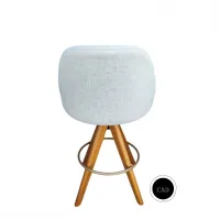 Banqueta Giratória Modelo Redondo, Material Linho Natural, Altura Padrão 73 cm do chão ao assento - Foto 13