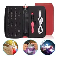 Kit agulha De Crochê de LED e Estojo