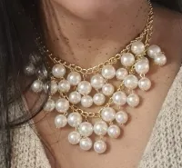Colar duas camadas pérolas  - Foto 4