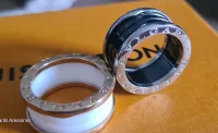 Anel B Zero Bulgari cerâmica +metais grosso 
