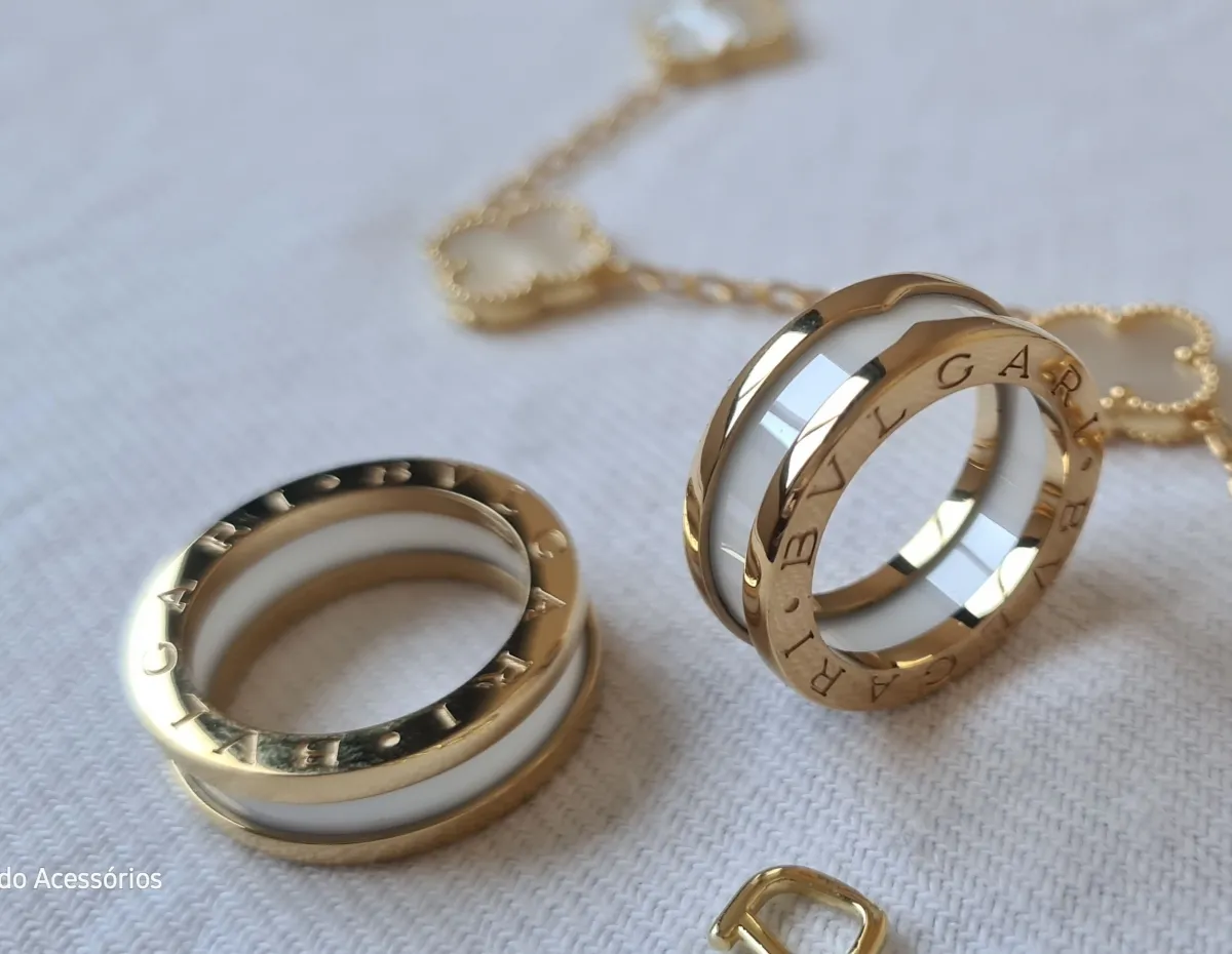 Anel B Zero cerâmica +metal Fino.  Imagem
