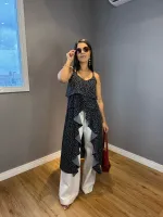 BATA BOHO CHIC LONGA - PRETA COM FLORZINHA BRANCA - Foto 3