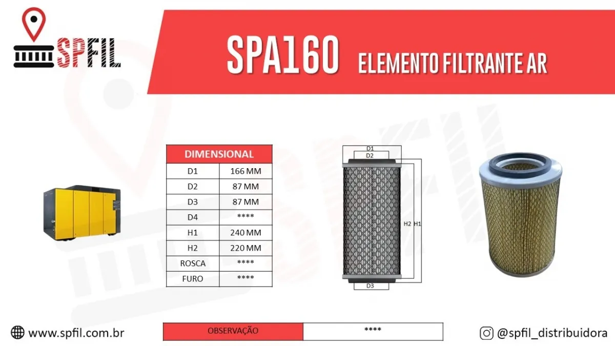 ELEMENTO FILTRANTE AR SPA160