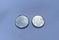 MOEDAS 50 ANOS DA FAO (Casal 0,10 e 0,25) 1995 - FLOR DE CUNHO - Foto 2