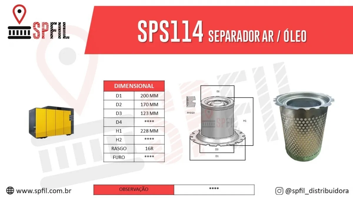 Separador Ar / Óleo  SPS114
