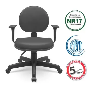  Cadeira Multiregulável NR17 Executiva Plus Encosto Regulável  Cor Preta e Braços